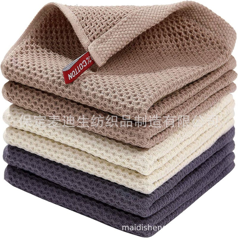 Pure Cotton Honeycomb Kitchen Dishwashing Square Towel Can Be Packaged With Hook Waffle Square Towel With Code - Image 5